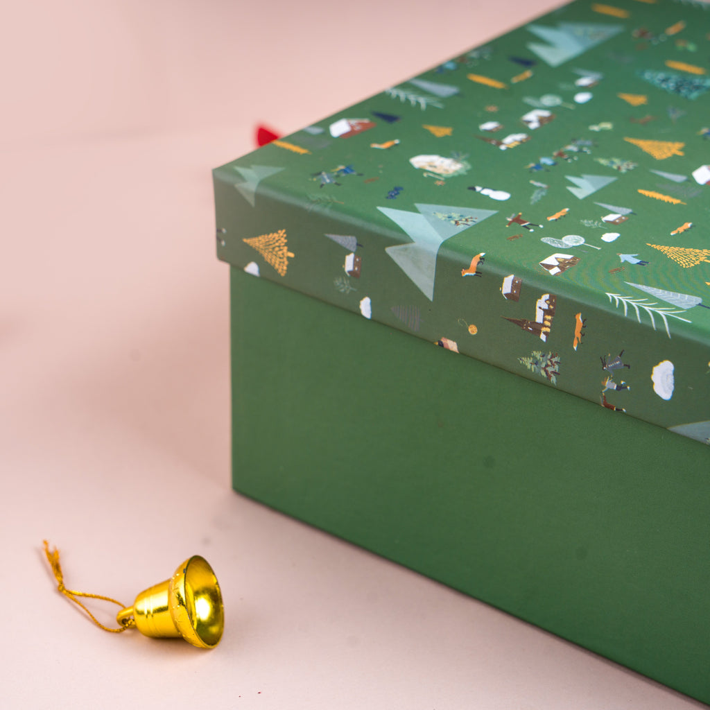 Nordic Noel Holiday Green Rigid Gift Box