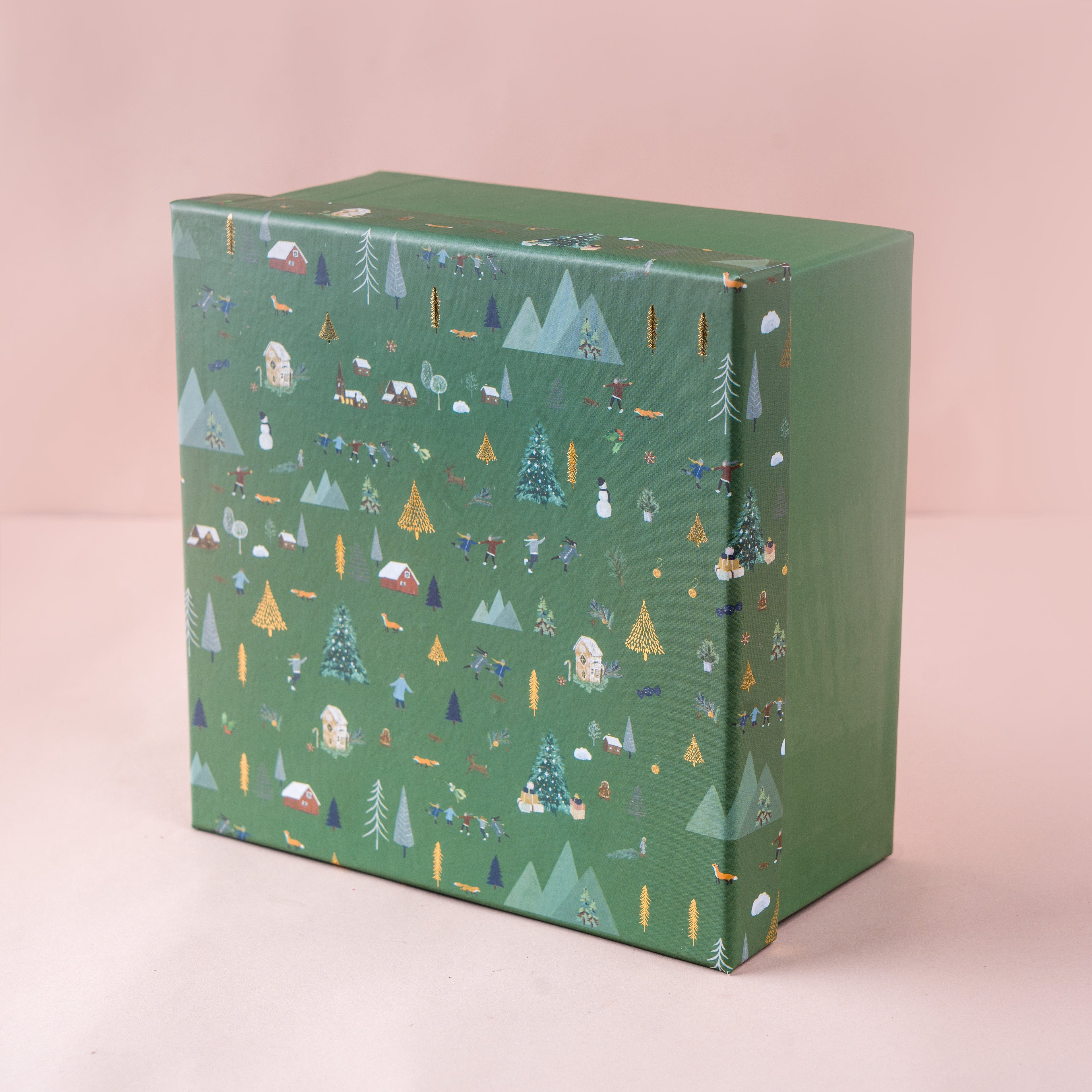 Nordic Noel Holiday Green Rigid Gift Box