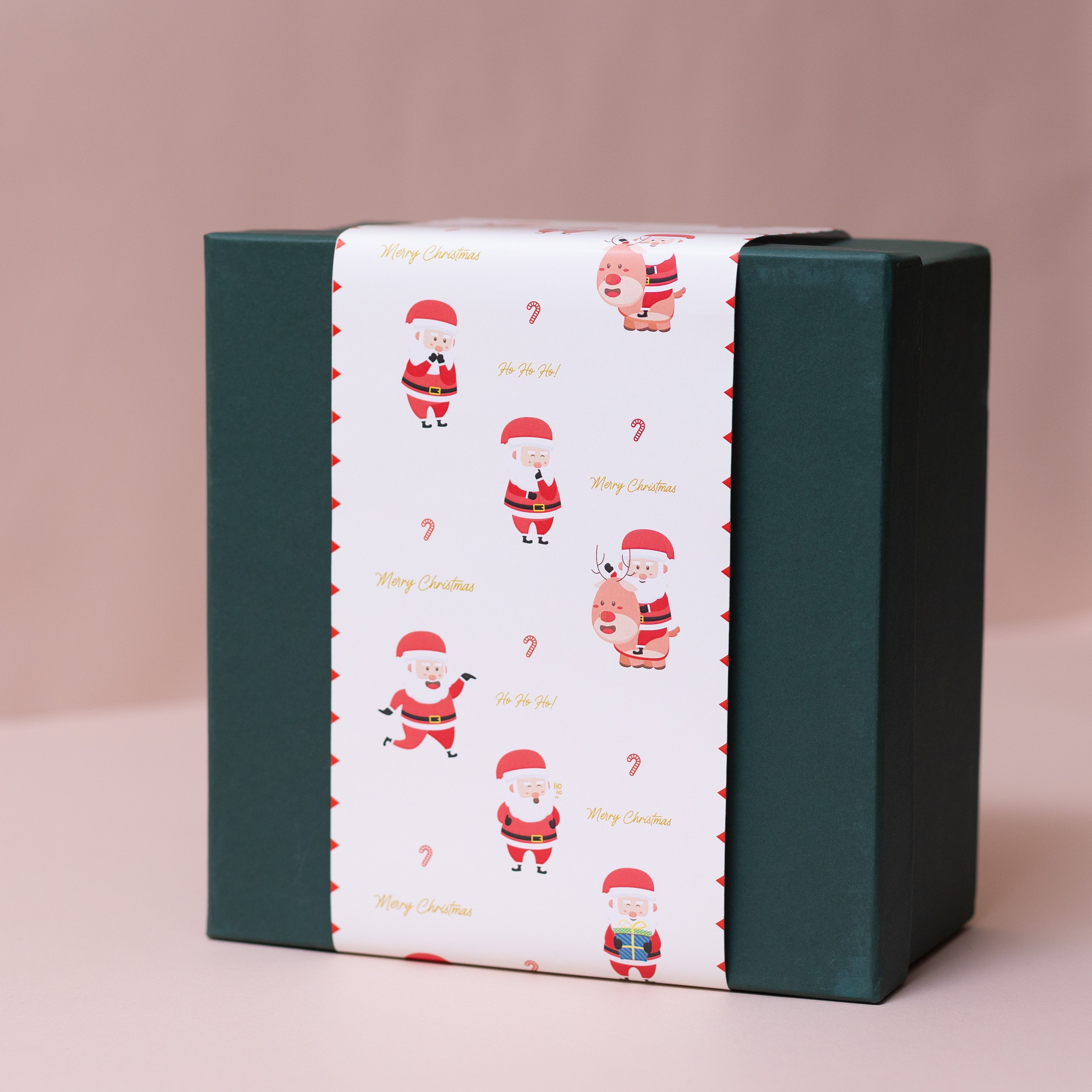 Christmas Green Gift Box with Santa Sleeve
