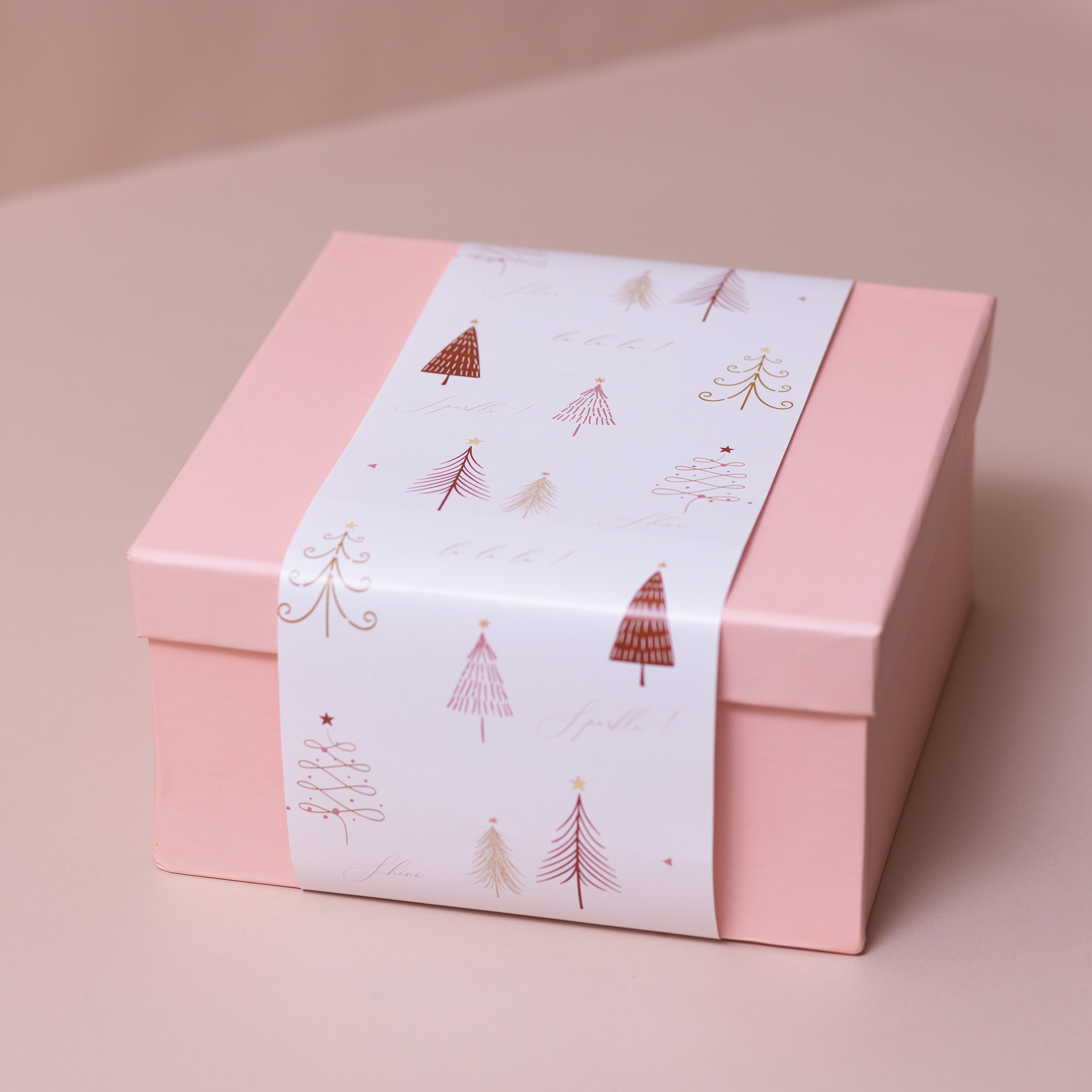 Christmas Pink Gift Box with Autumn Tree Sleeve
