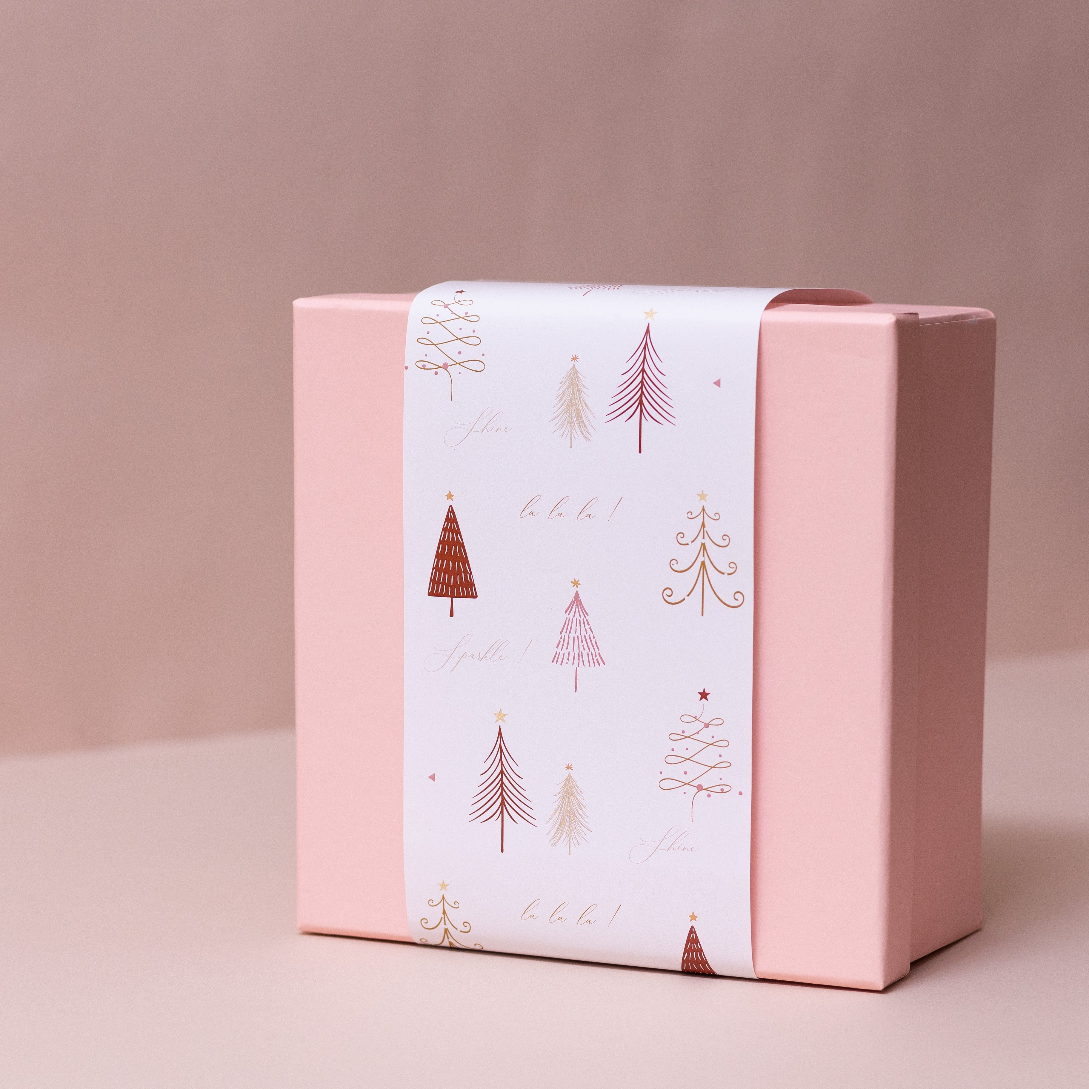 Christmas Pink Gift Box with Autumn Tree Sleeve