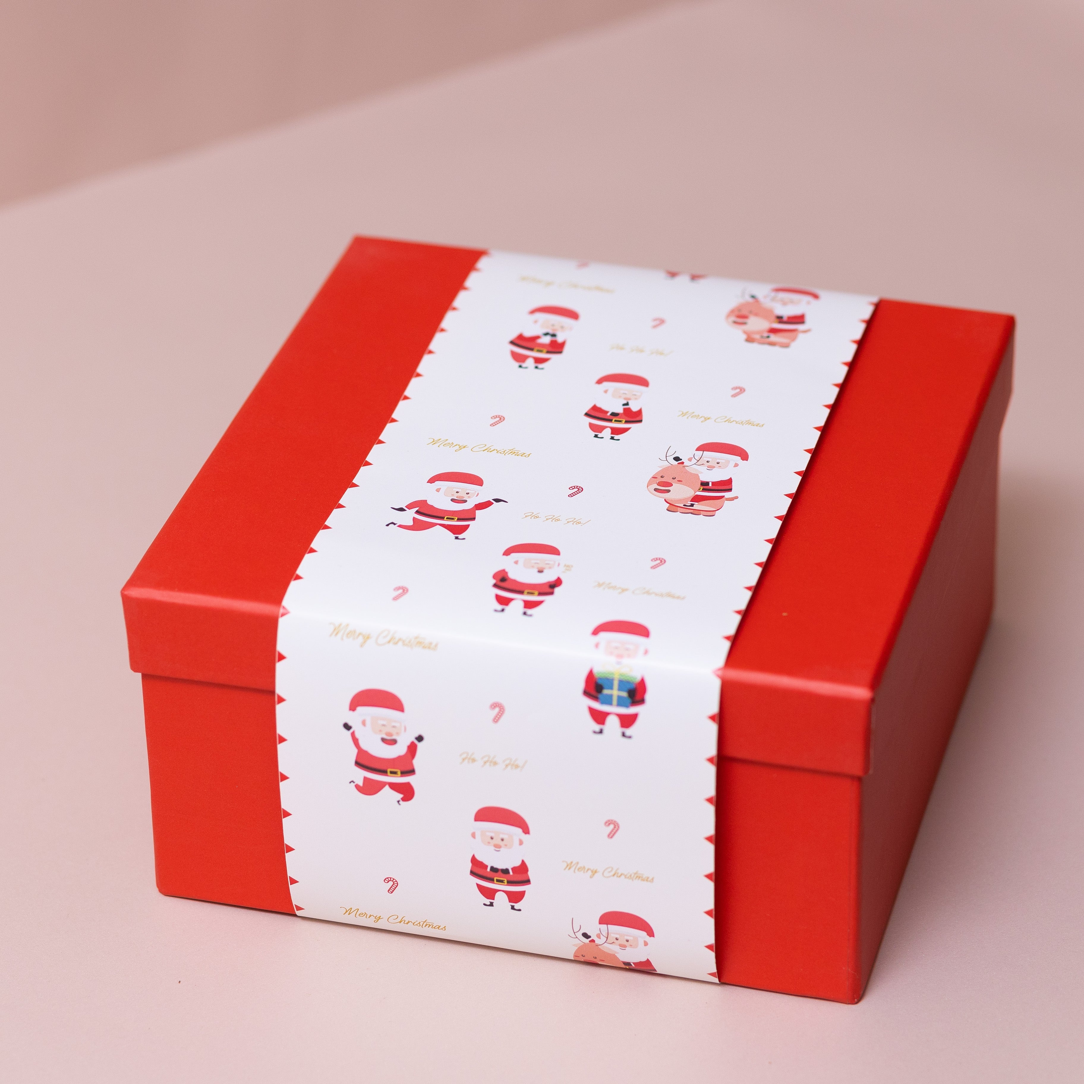 Christmas Red Gift Box with Santa Sleeve